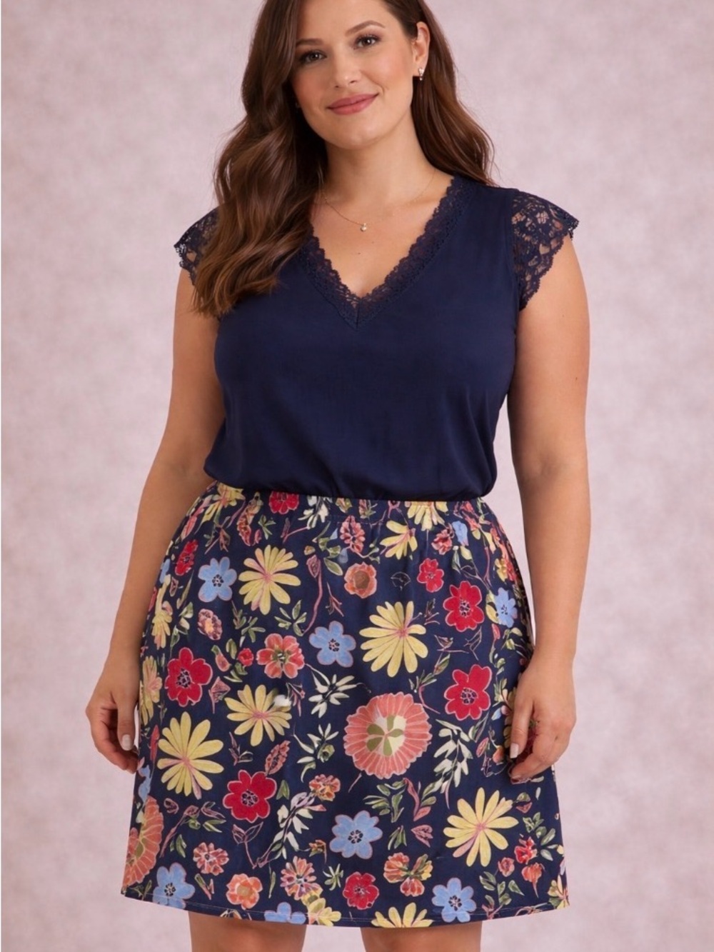 Eloquii-Retro Floral Plus Size 22 MIDI Skirt -BNWT